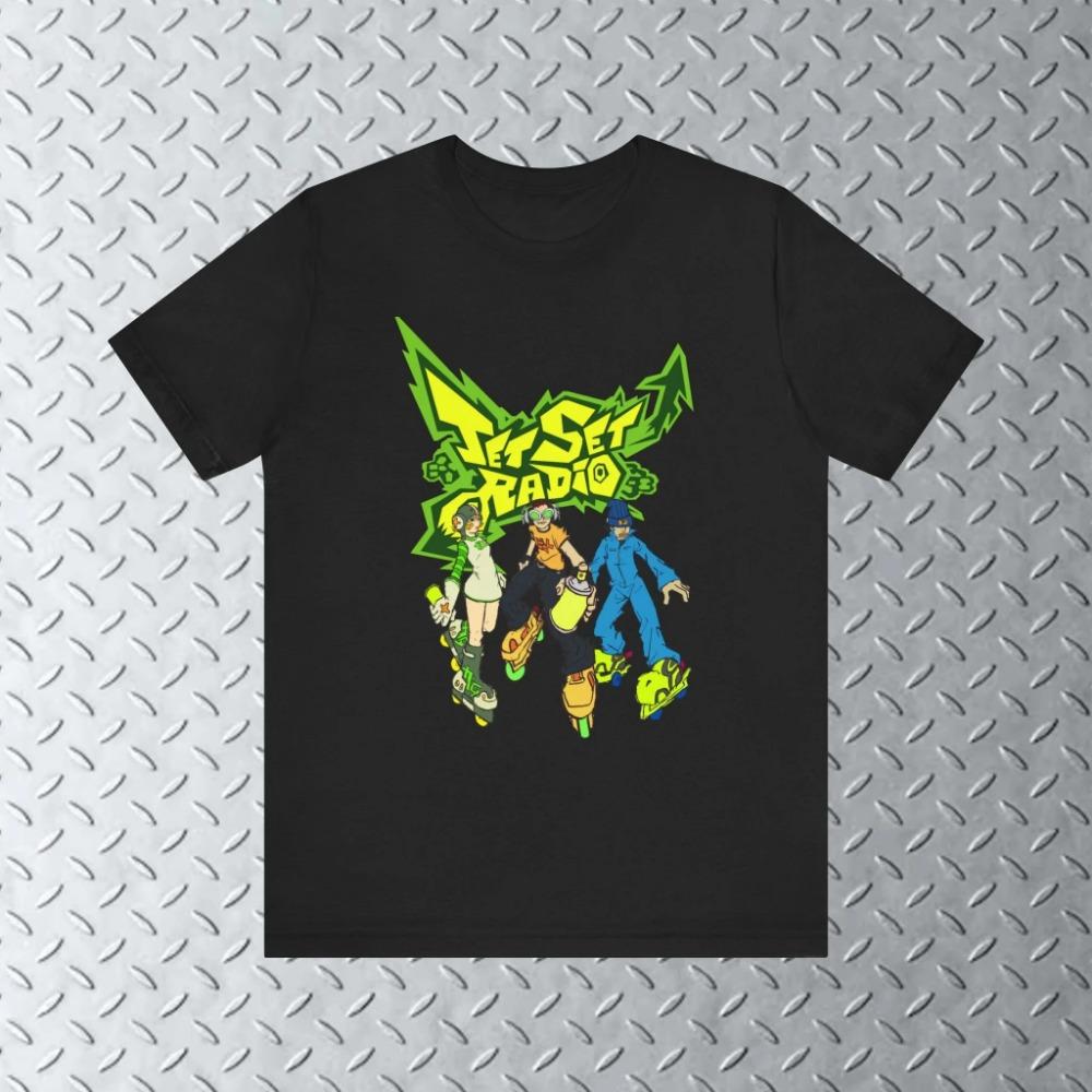 Classic Nostalgic Games Jet Set Radio Peripherals Print T-shirt Men Women Oversized Wind Tee Crewneck Cotton Top
