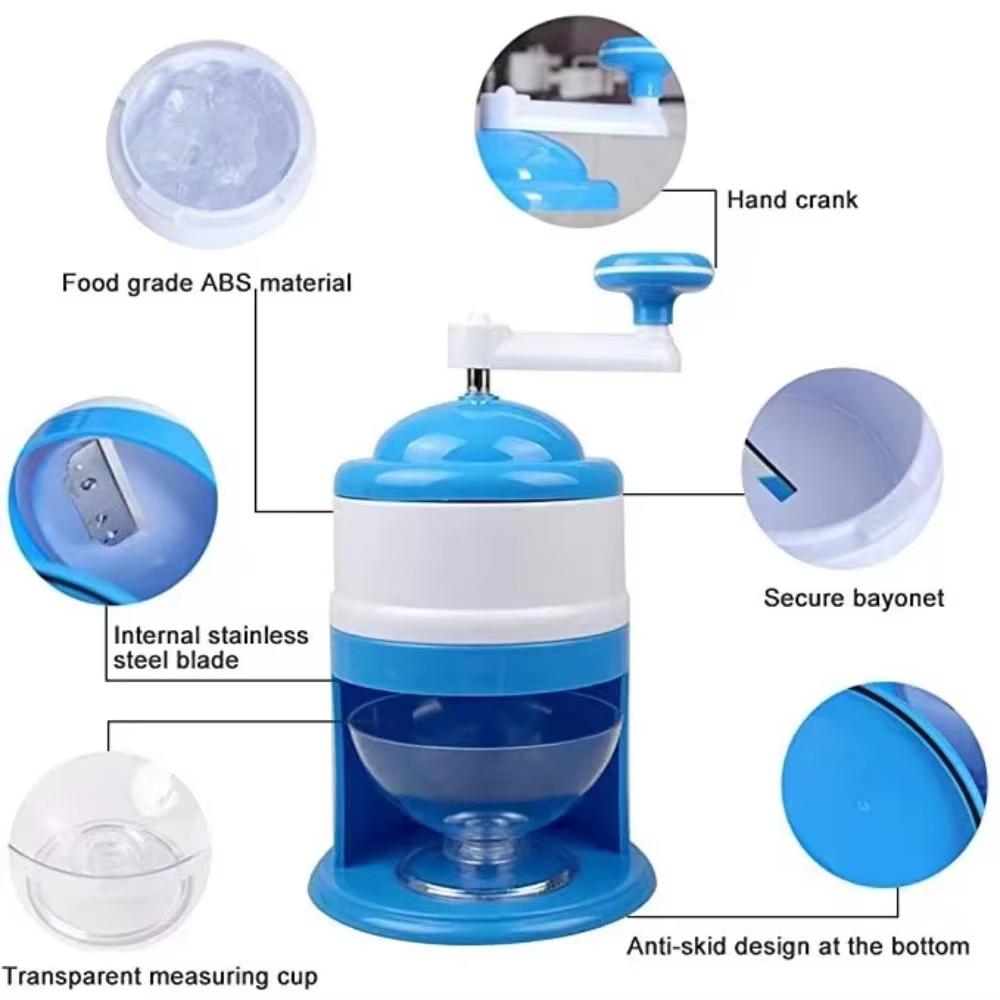 Portable Hand Crank Snow Cone Machine Manual Shaved Ice Maker Perfect for Summer Parties and Slushy Making Kitchen Tools
