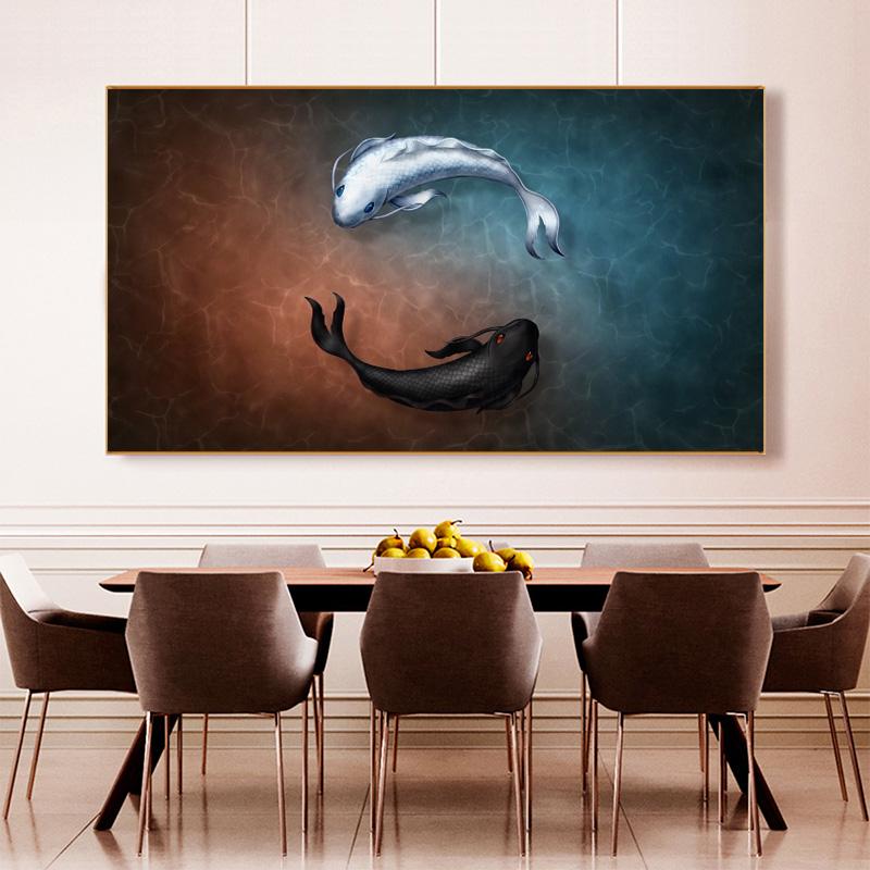 

Современные черно-белые постеры с изображением рыб и животных, холст, картина маслом, настенные художественные картины для гостиной, домашний декор Cuadros 20cm×40cm NoFrame