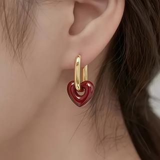 

2025 New Personalized Creative Heart Drop Earrings Ladies Fashion Simple Design Daily Hundred with Zircon Gifts
