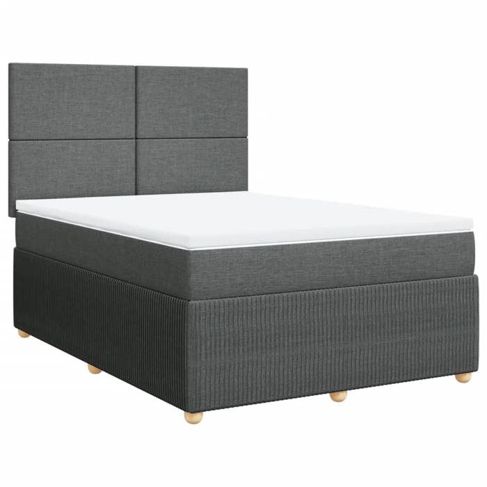 VidaXL Sommier à lattes de lit avec matelas Gris foncé 160x200cm Tissu 3294401
