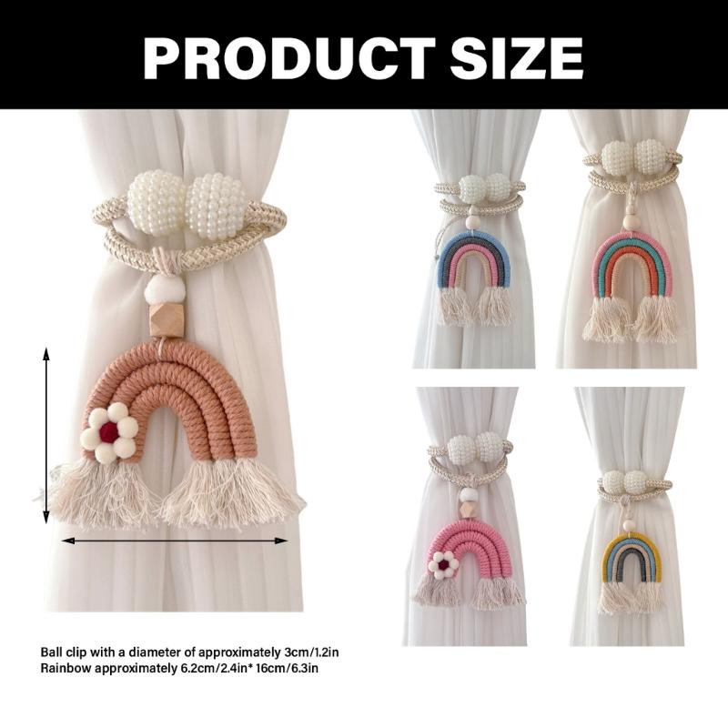 2PCS Rainbow Curtain Clip Tiebacks Tasseled Rope Holders For Home Decoration