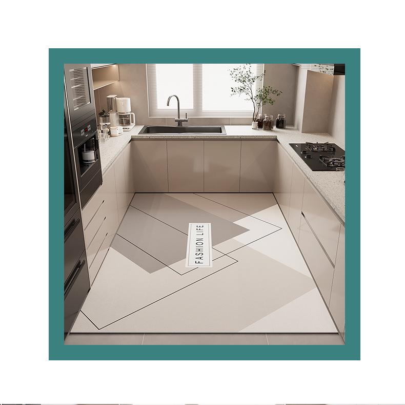 Geometric Diatom Mud Kitchen Floor Mat - Water-Absorbent, Quick-Drying, Stain & Wear Resistant