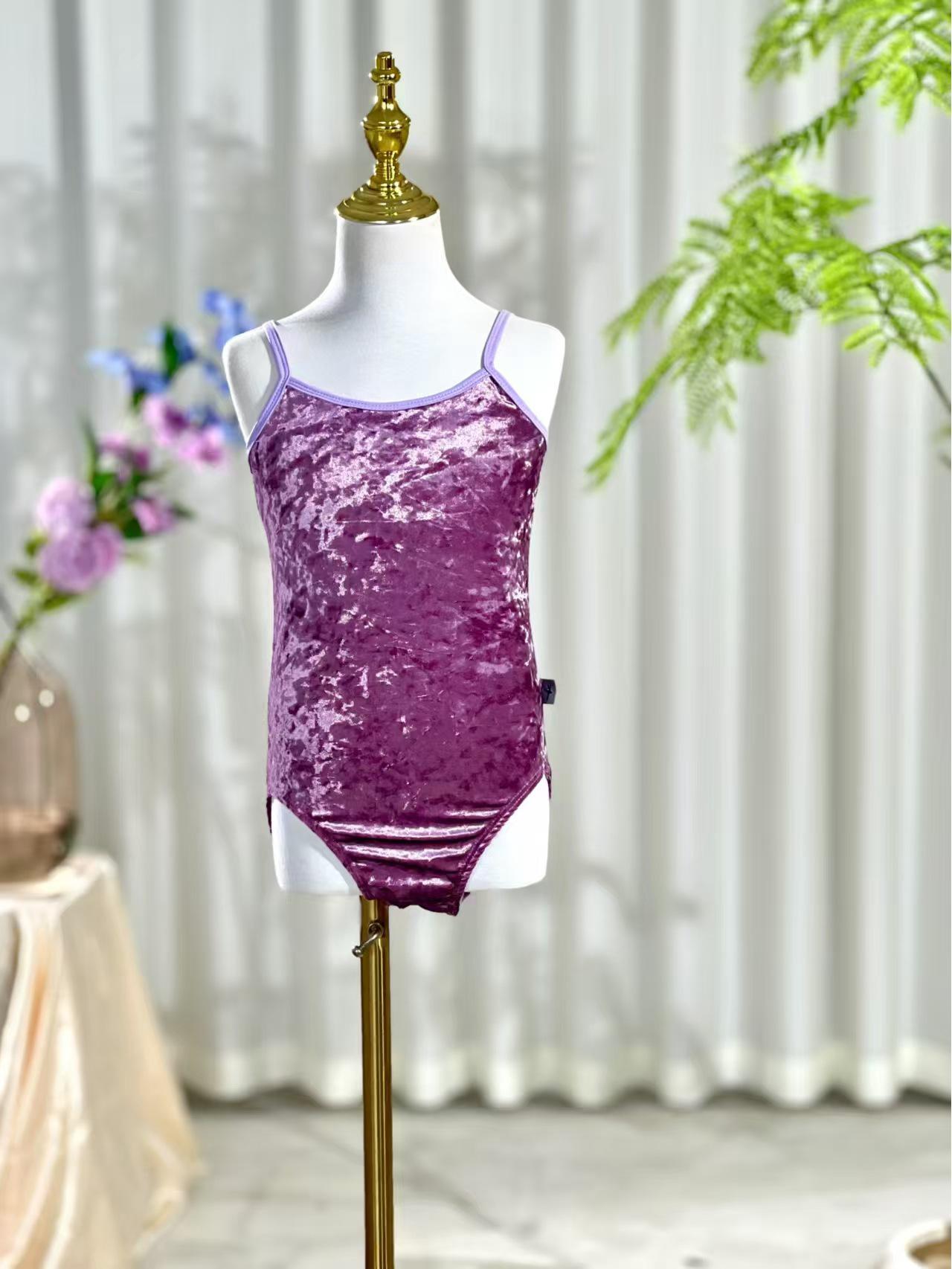 

Літній оксамитовий балетний та гімнастичний танцювальний комбінезон із золотистими діамантами для дівчаток 180 фіолетовий