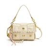 This year's popular bags 2025 spring new Korean version fashion splicing small square bag personalized rivets niche messenger bag