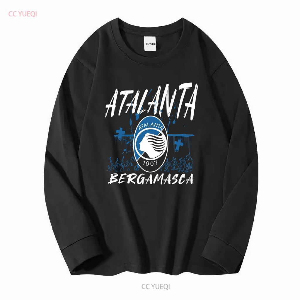 Atalanta Tričko Bergamasca Calcio La Dea Gli Orobici Nerazzurri Bergamo dlhý alebo krátky rukáv vintage Prané Bežné Mäkké