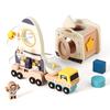 Wooden Astronaut Space Toys Set Baby Montessori Rocket Knowledge Puzzle Toys Early Shape Perception Building Block Stacking Game