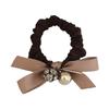 Light Luxury Hair Tie Retro Pearl Leather Band Bow High-end Large Intestine Hair Band Autumn and Winter Hair Tie Leather Cover