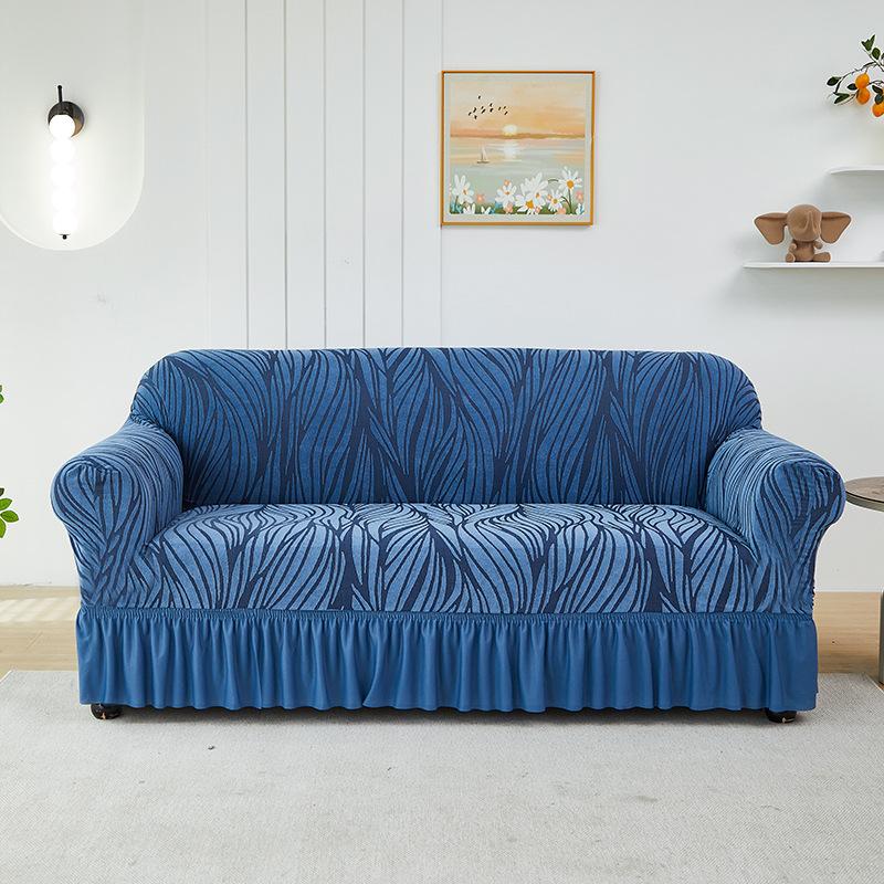 Jacquard Skirt Sofa Cover Image Corrugated All-Inclusive Elastic Sofa Cover Thickened Non-Slip Universal In All Seasons