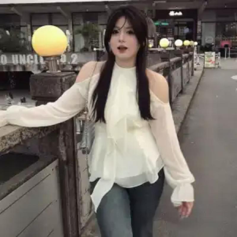 

French Women s Top Summer New Solid Color Zipper Pullover Temperament Design Slim Long-sleeved Trend S абрикосовий