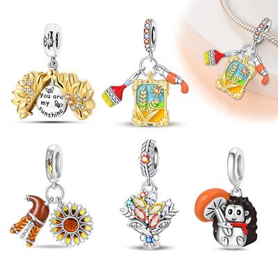 Charms Healing Yellow Sunshine Sunflower Natural Autumn Beads Fit 925 Charms Bracelet Beads Jewelry Gifts for Women