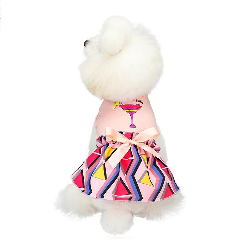 Pet Dog Dress Floral Lace Bow Skirt Teddy French Bulldog Cat Print Costume