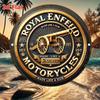 Motocykle Royal Enfield Vintage Robione Jak Broń Retro Postarzany Złoto Czarny Design z Ilustracją Armaty Gwiazdą Koroną