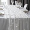 Pearl Chiffon Table Runner 3m Semi Transparent Gauze Mesh Table Cloth Fabric for Wedding Bridal Shower Party Dining Decoration