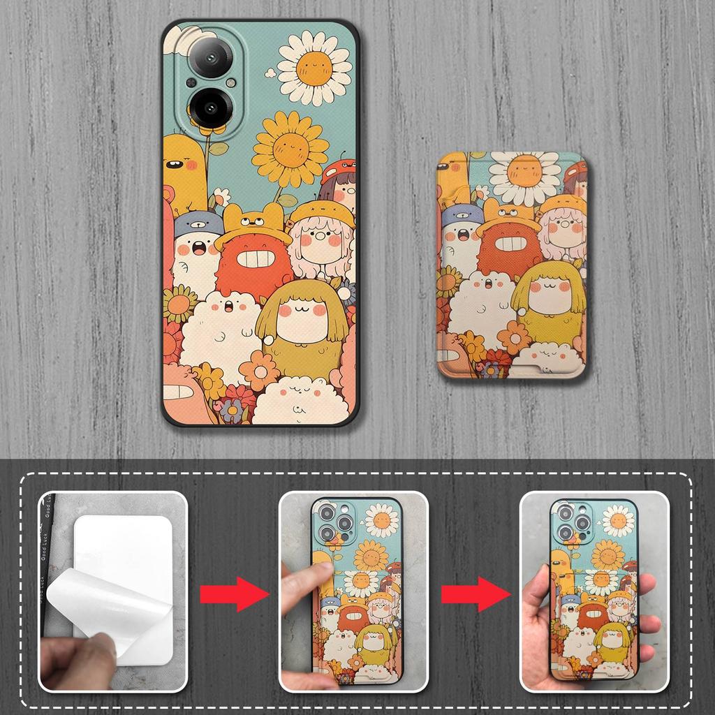 Durable Fashion Design Phone Case For Realme C67 4G/Realme12 Lite Card slot Graffiti TPU Anti-dust Cartoon Card sleeve