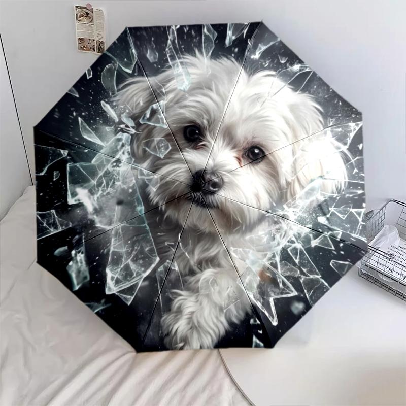 1 PC Automatic Folding Umbrella - Cute Pet Puppy Pattern, Portable & Foldable Design with 8 Ribs, Christmas Birthday Gifts