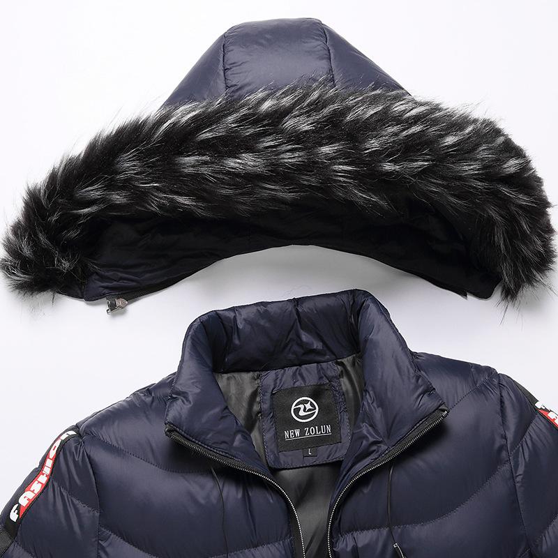 Men Winter Thicken Padded Jacket Autumn Casual Warm Windbreaker Hooded Jackets Detachable Fur Collar Hat Parkas Male