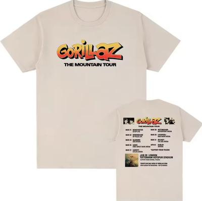 Gorillaz The Mountain Tour 2026 T-shirt Graphique Deux Côtés Sable Taille Complète S5XL T-shirt Unisexe