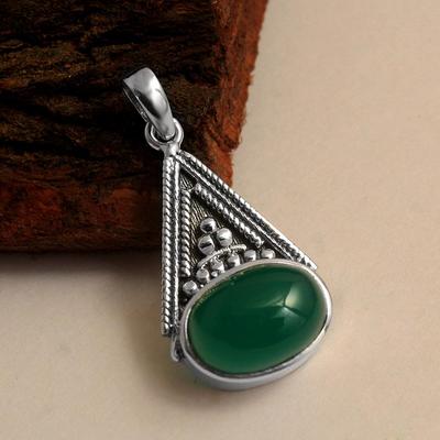 Green Onyx Pendant, Silver Pendant, Handmade Jewelry, 925 Sterling Silver, Silver Jewelry