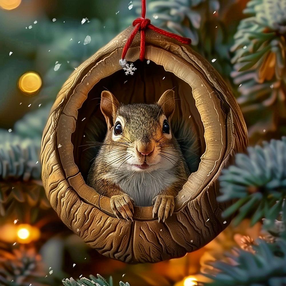 Animal Christmas Ornaments 2D Acrylic Forest Animal Cute Woodland Animal Animal Pattern Christm L5C9