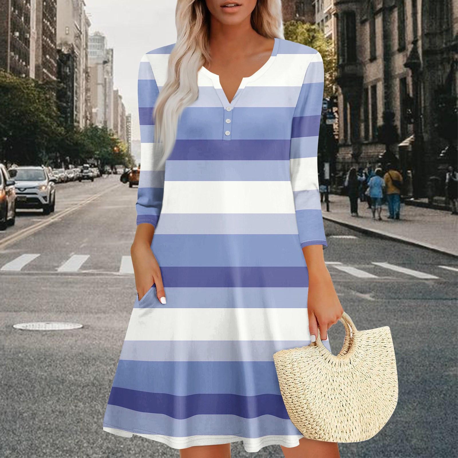 

Женское летнее платье, свободное платье с V-образным вырезом, рукавом три четверти и карманами XL розовый