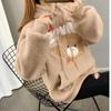 Womens Winter Fleece Sweatshirt Cute Bear Loose Fit Warm Pullover Casual Wear