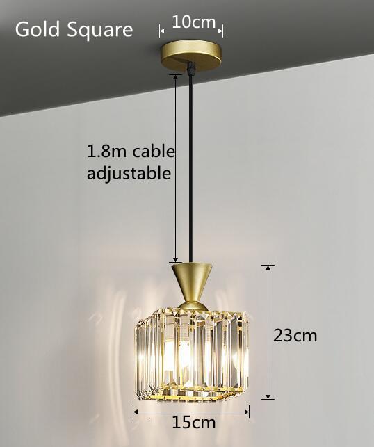Modern Crystal Pendant Light Nordic Gold Hanging Lamp Bedside Pendant Lamp Living Room Restaurant Shop Bar Fixture Decoration
