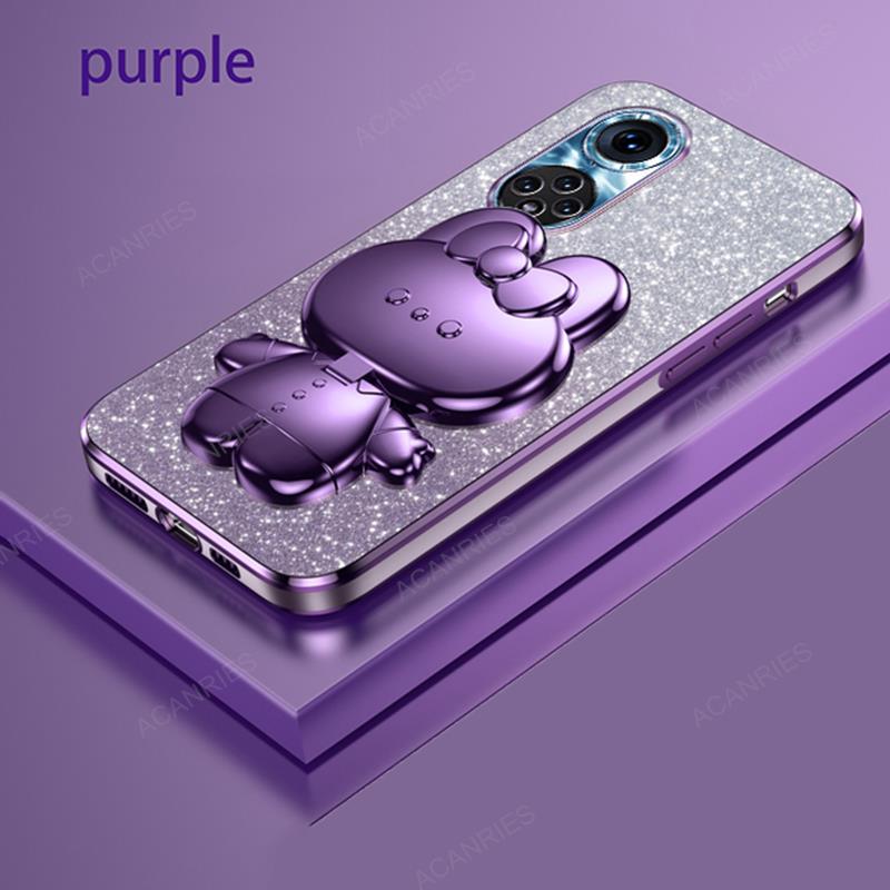 

Милый 3D Кролик Макияж Зеркало Подставка Покрытие Чехол Для Huawei Honor 50 Pro 90 Lite 60 SE 20 30 Nova 9 11 5t 3 3i Защитная Задняя Крышка Honor 90