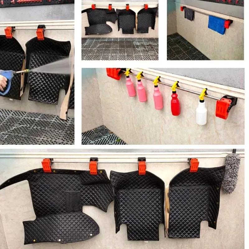 4pcs Car Cleaning Floor Mat Pad Cleaning Hooks Carpet Wash Clamp Multifunctional Mat Clip Tools Auto Solution Accessories