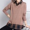 Navava Men VInTage Two In One Check Collar Long Sleeve KniT T shirT Nk3200