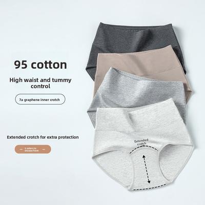 Damen Frühlings- und Herbst-Baumwolle Atmungsaktiv Hüftverlängerter Schritt Hohe Taille Slips