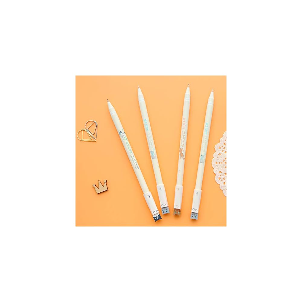 Sencoo 12-Pack Black Gel Ink Pens Cute Cat Design 0.38mm Ideal for Students Birthday Gift for Boys and Girls