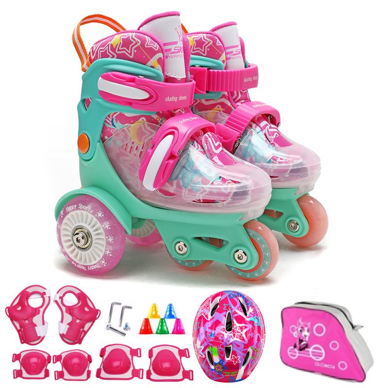 Custom Kids' Beginner Inline Roller Skates with Flashing Double Row Wheels