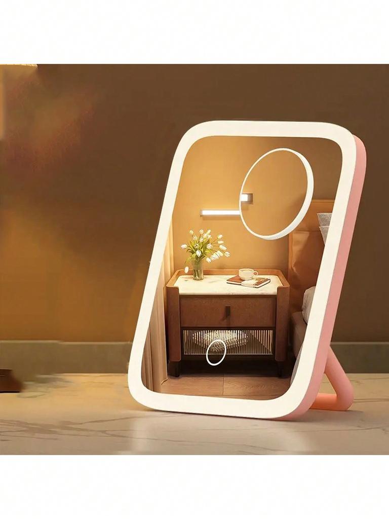Xiaomi LED Makeup Mirror, 3-Color Light, 360° Rotatable, Touch Control, USB Powered, Tabletop Vanity Mirror for Bedroom Bathroom Travel