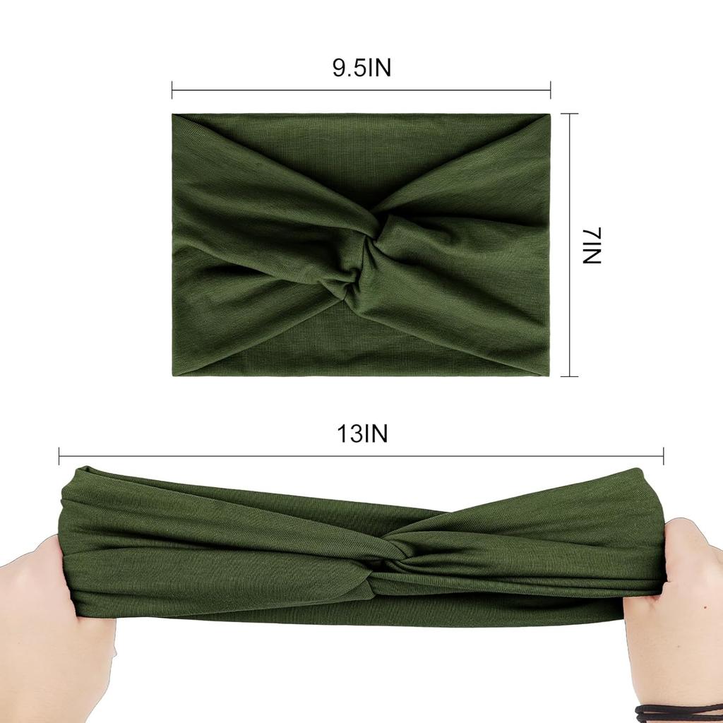 Wecoe Headbands for Women, 6pcs Fashion Knotted Headbands Wide Elastic Thick Turban Headbands for Wigs African Hair Head Wrap Sweat Headbands Workout