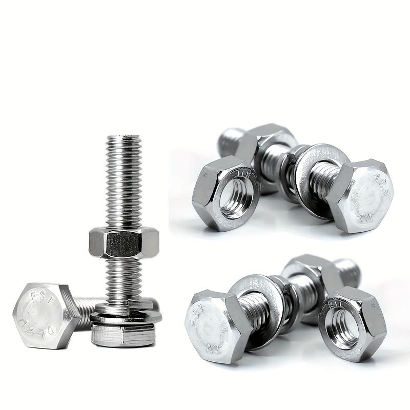 176pcs Stainless Steel M6, M8, M10 Bolts and Nuts Set with Washers - Heavy Duty Industrial Fasteners
