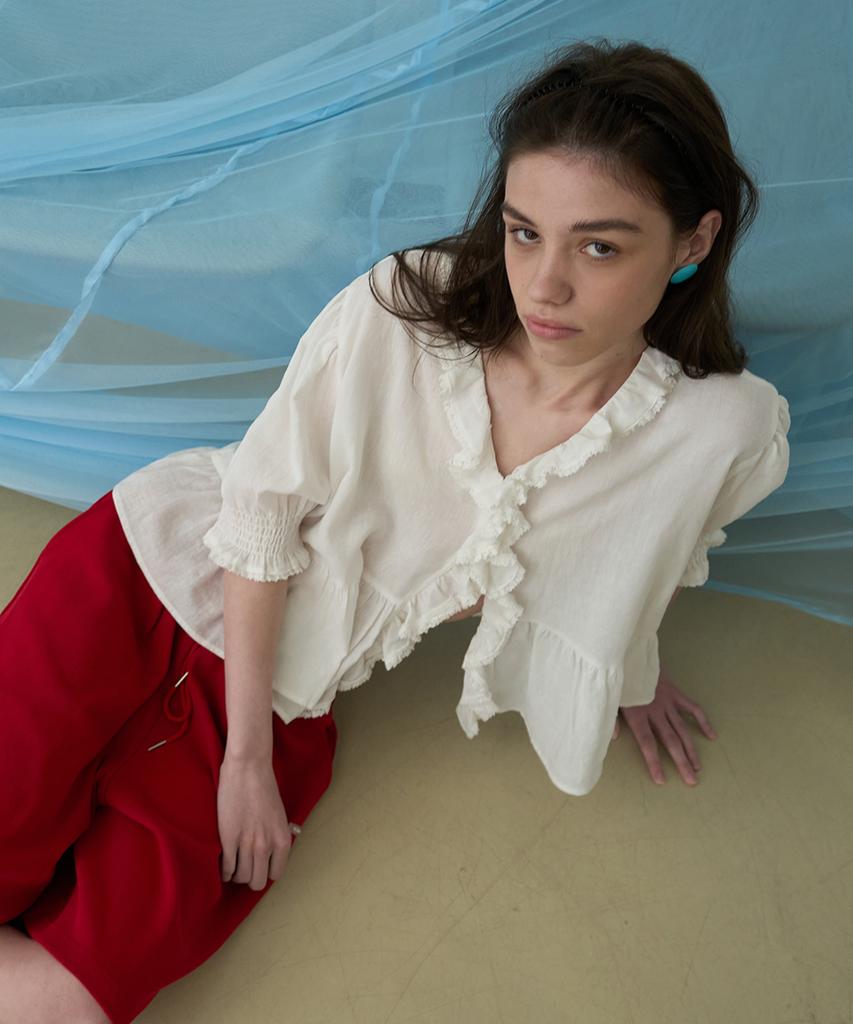 WITHOUT SUMMER Moi Ruffle Blouse_Ivory