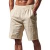 Pantalones Cortos de Lino para Hombre Verano Transpirables Color Sólido Pantalones de Lino Shorts de Playa Ropa Deportiva Streetwear