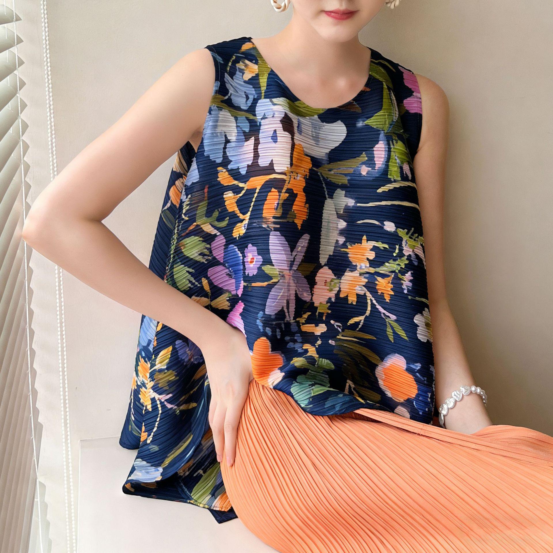 Неровная плиссированная летняя футболка Miyake 2026, высококачественная, повседневная One Size