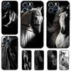 Black White Horse Phone Case For iPhone 17 Air 16 15 14 13 11 12 Pro Max Plus 12 13 Mini 16e 17 Pro Max Cover