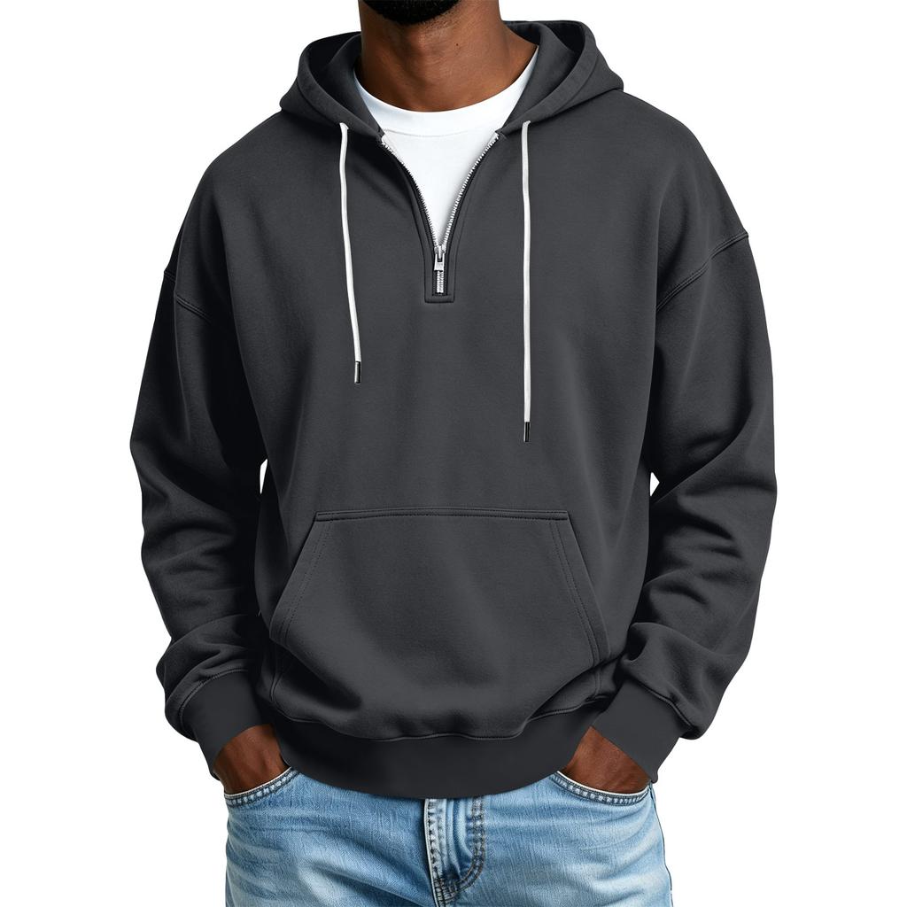 Men's Casual Half Zip Hoodie Sweatshirt for Winter Color Everyday Wear