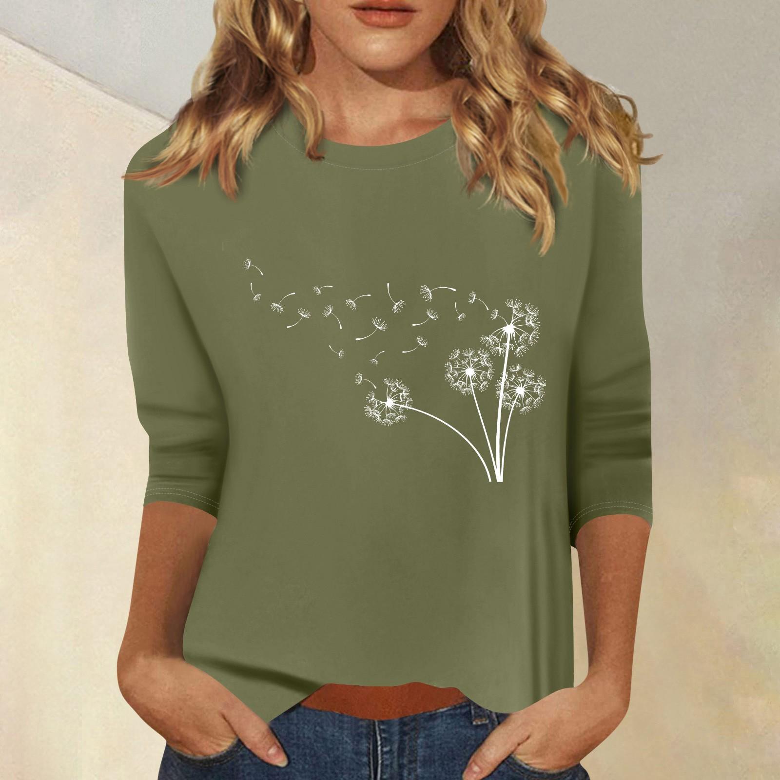 

Женская мода повседневный принтованный топ с семью рукавами и круглым вырезом XXL