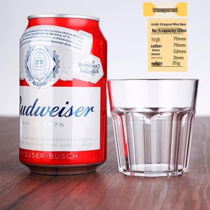 HANDUNYOU Drop-Resistant Acrylic Octagonal Beer Mugs (Set of 10)