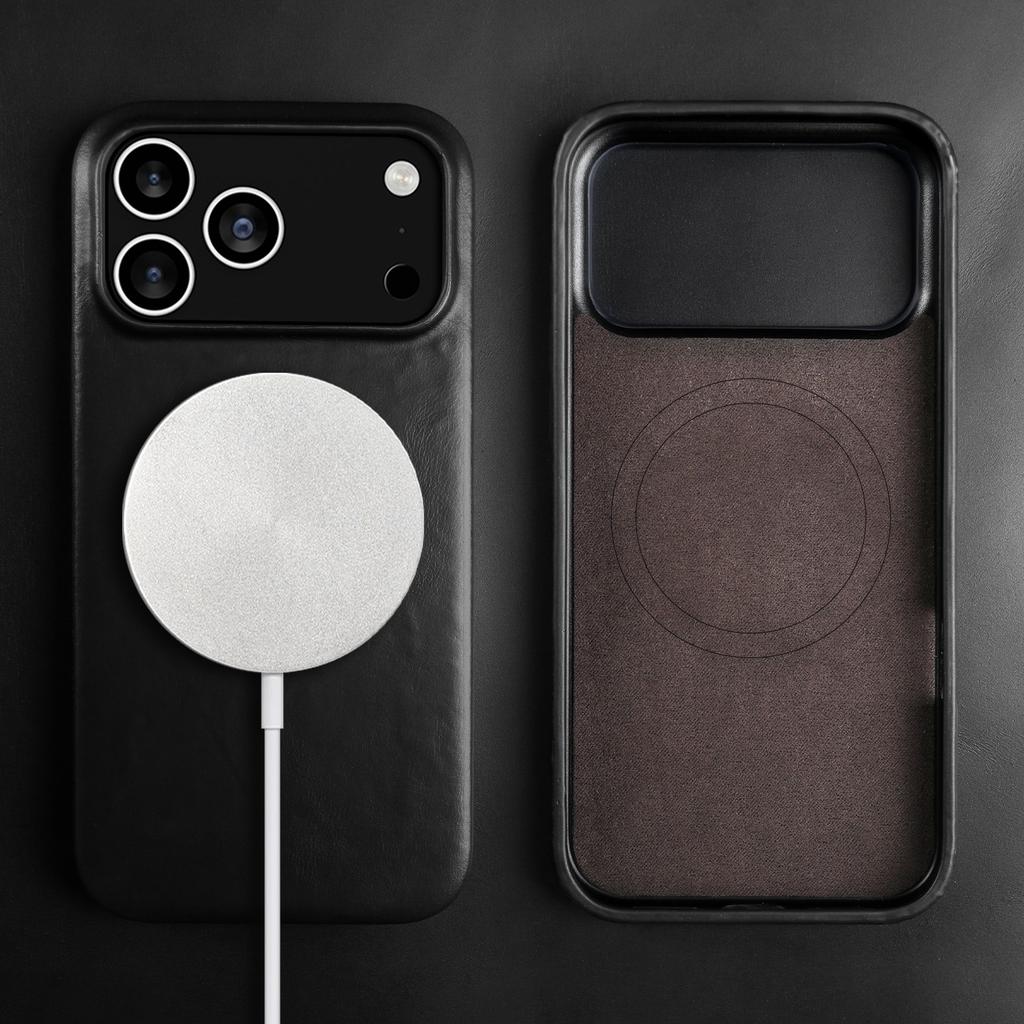 Vintage Oil Wax Full Covered Genuine Leather Case for Iphone 17 Pro Max 16 15 14 13 12 11 for Magsafe Magnetic Phone Cover Cases