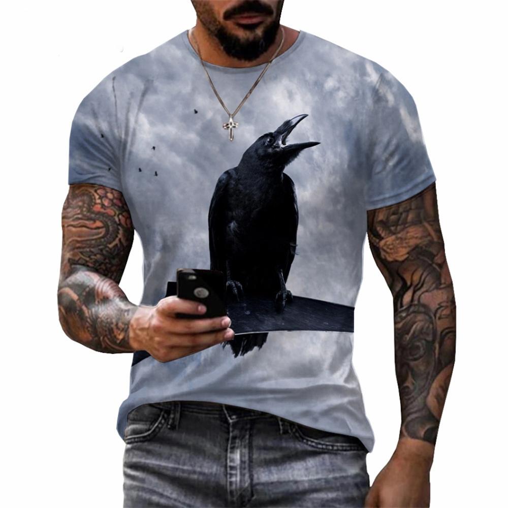 Gothic Crow Print Men's Shirts Fashion 3D Crow Graphic Woman T-shirts  for Men Short Sleeve Tee Kids Tshirt
