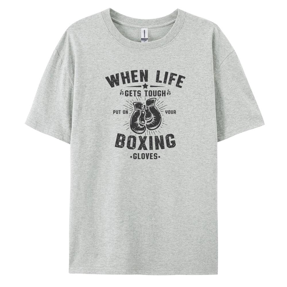 Boxing Comfortable Mens Loose Fit Tshirt with Stylish Prints Vintage and Short Sleeved