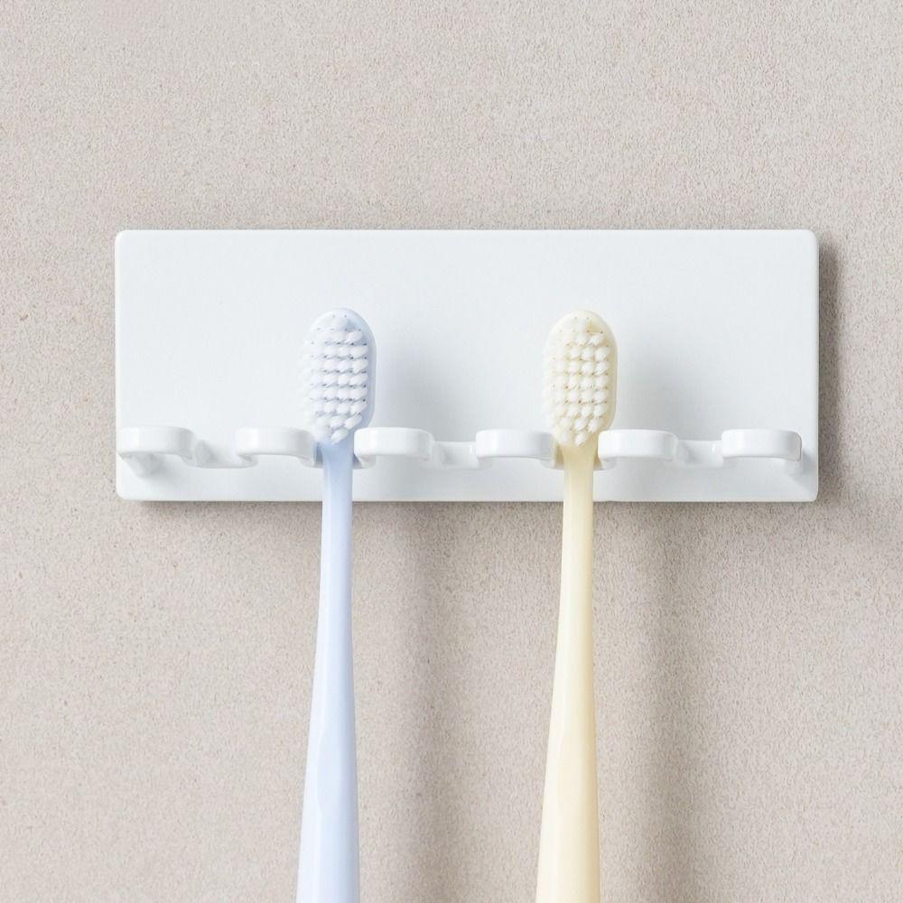 5 Slots Toothbrush Storage Rack Wall-mounted Toilet Hanger Shelf  Bathroom Storage
