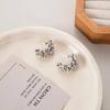 French Court Style Retro Stud Earrings Women'S Silver Irregular Flower High-End Earrings Niche Temperament Fashion Earrings