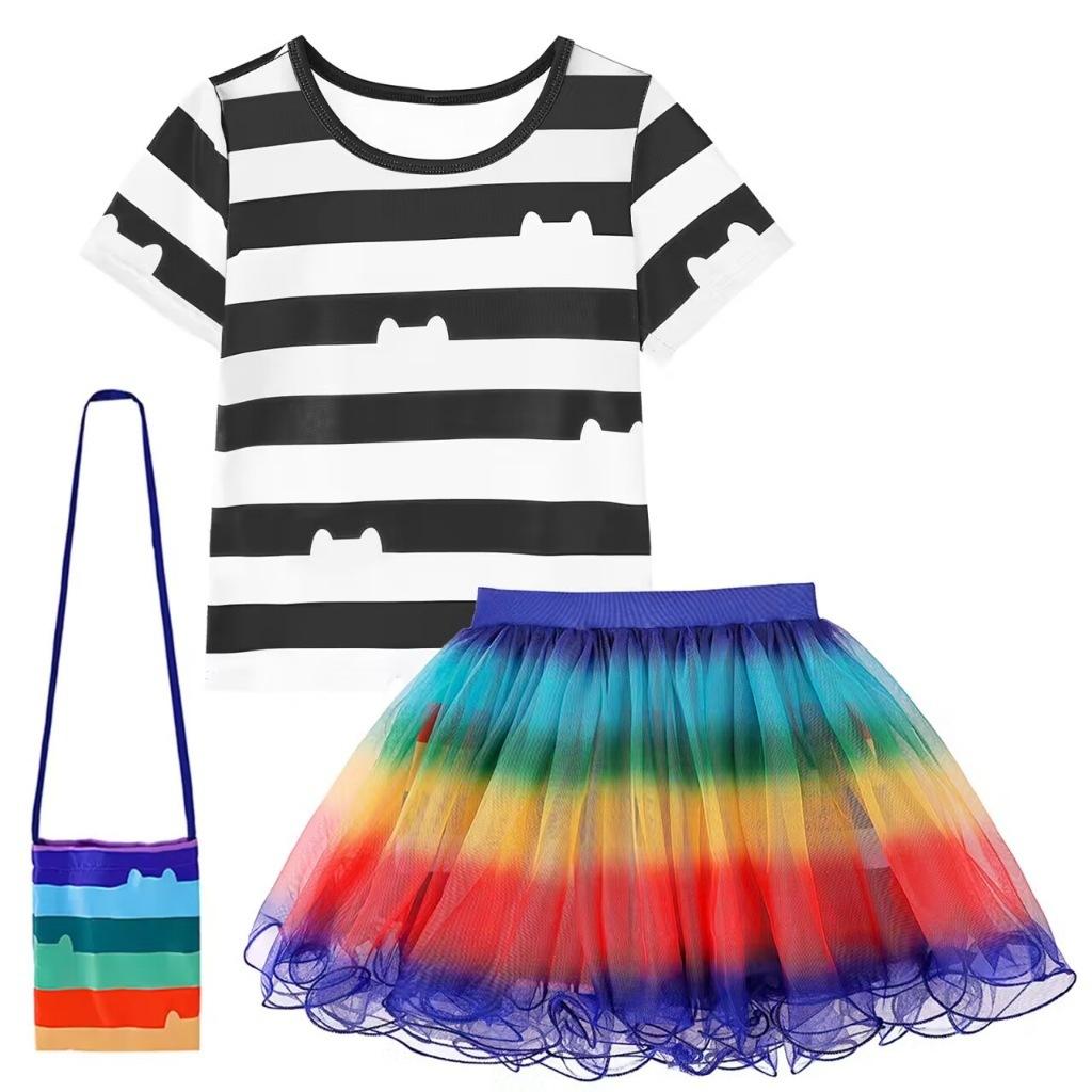 Casa delle Bambole di Gabby Europea Tulle a Strisce Set da 3 Pezzi Gonna Gonfia per Bambina con Borsa