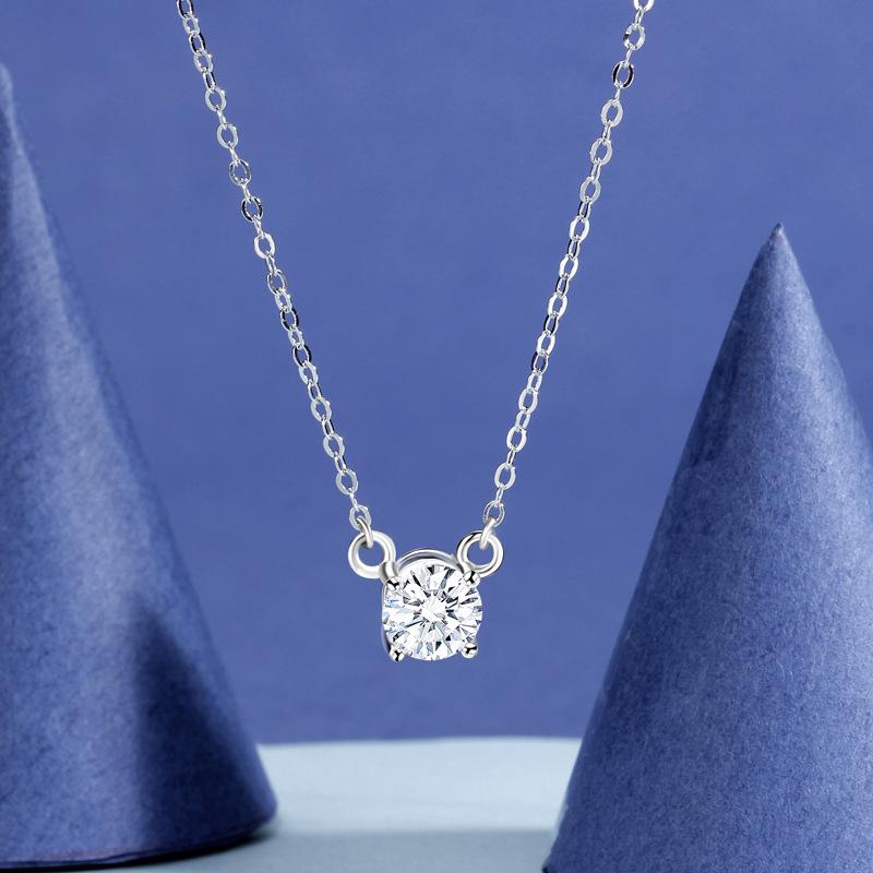 Single Diamond Necklace Women's Simple Fashion Temperament Versatile Small Exquisite Ins Style Pendant Necklace